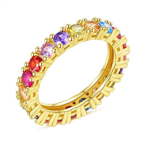

wedding rings 1 high qulity gold cubic zirconia baguette finger ring for women men round shepe muticolor stone band fashion jewelry, Slivery;golden