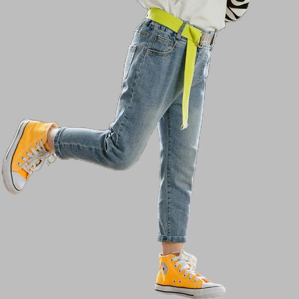 

jeans big girls solid girl child slim denim pants for children spring autumn clothes 6 8 10 12 14 year, Blue