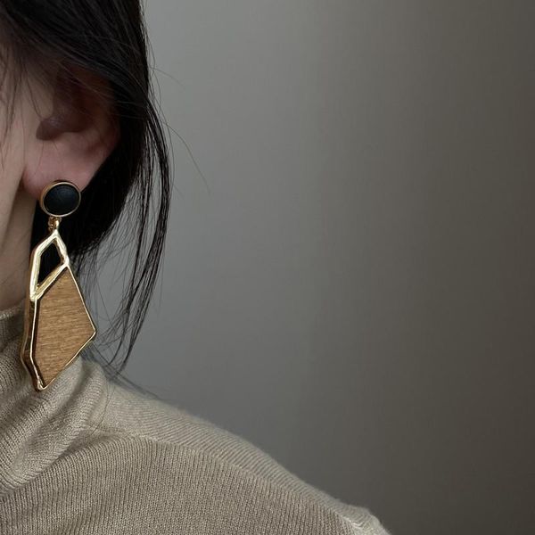 

dangle & chandelier korean retro acrylic drop big earrings for women girls temperament wild geometric exaggerated metal earring party jewelr, Silver