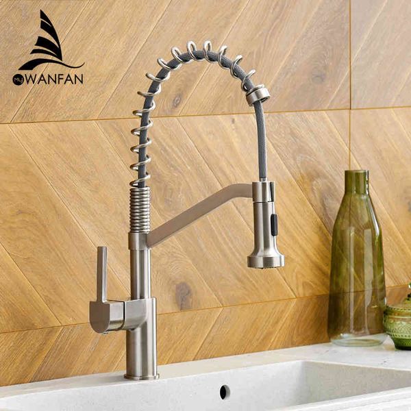 

kitchen faucets wanfan modern polished black brass sink faucet pull out single handle swivel spout vessel mixer tap 9013sn fahn
