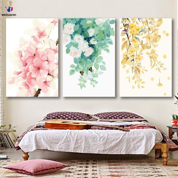 

paintings diy colorings pictures by numbers with colors four season plants watercolor picture drawing painting framed home