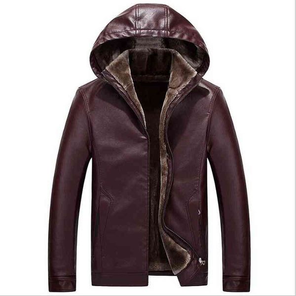 

men's leather et, thick coat, windproof, warm, winter, Black;brown