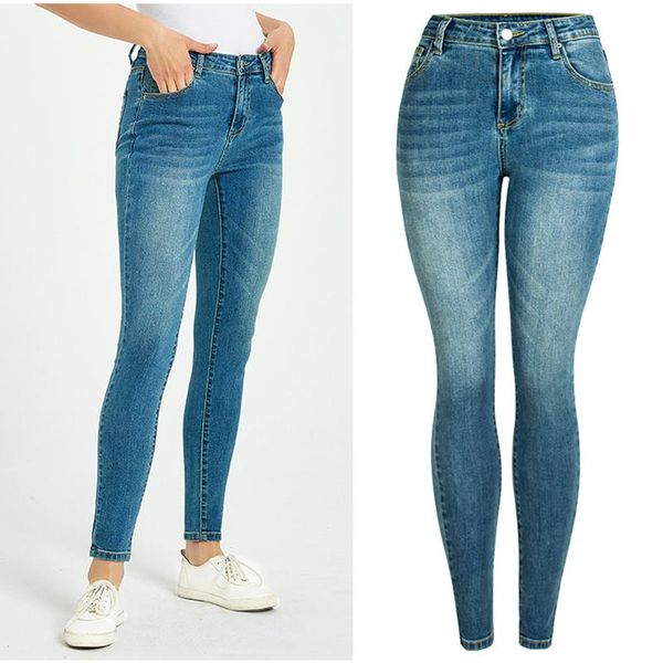 

women's jeans skinny women pencil pants stretch denim trousers tights casual plus size large jeggings slim, Blue