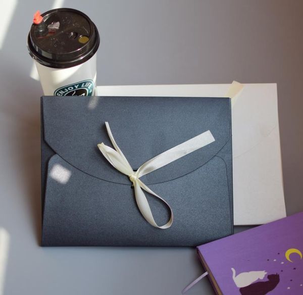

gift wrap 100pcs large beige envelope cardboard bags for silk scarf black postcard packaging box with ribbon 24cmx19cmx0.8cm sn676
