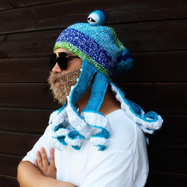 

berets men's and women's winter autumn knitted hat cap warm funning hats squid beanies fashion keep outdoor, Blue;gray