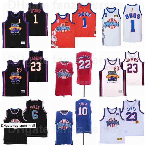 

moive space jam jersey tune squad 1 bugs bunny 10 lola 22 bill murray lebron james 6 23 breathable team color black red blue white orange fo