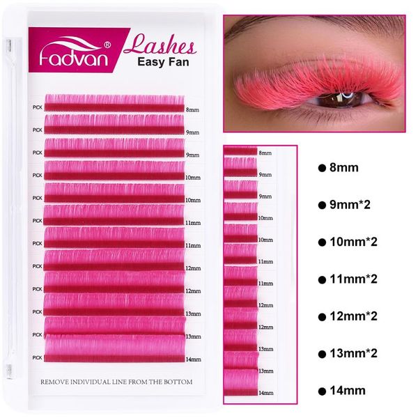 

pink easy fan lashes bloom eyelash extension austomatic flowering fast self-making fans volume soft makeup false eyelashes