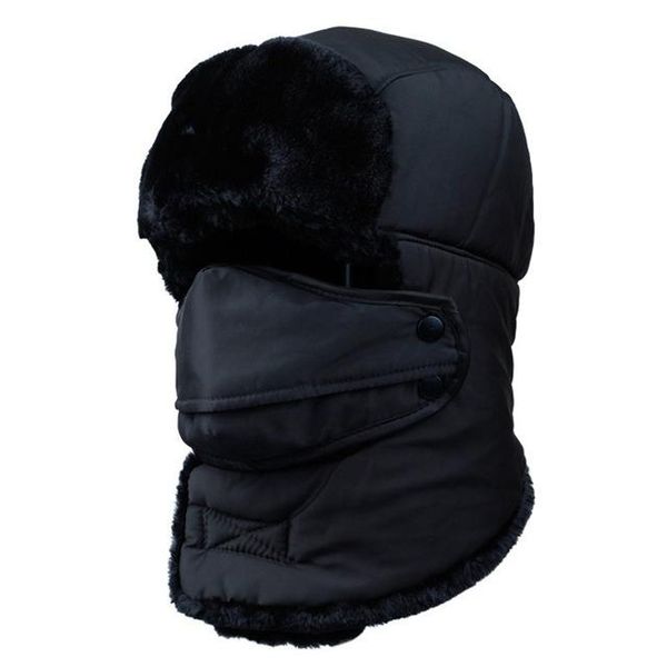 

berets warm winter russian thick ear flaps scarves cap one-piece product detachable thickened lei feng, Blue;gray
