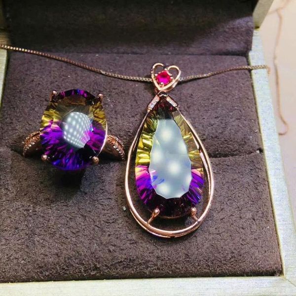 

shilovem 925 sterling silver piezoelectric ametrine pendants rings fine jewelry trendy gift send necklace jctz12161325911agzj bracelet, earr, Black