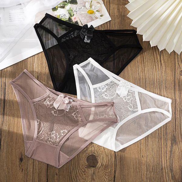 

women's panties women g string thong low-waist underwear soft breathable t-back transparent knickers lace, Black;pink