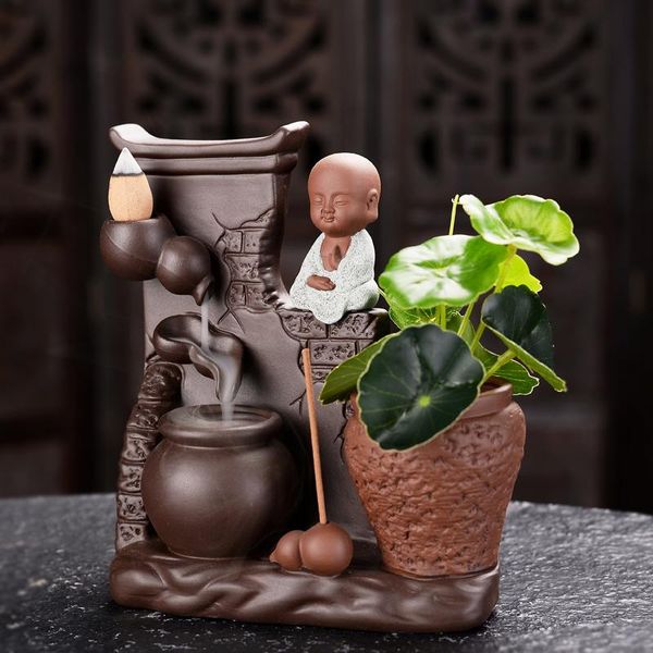 

backflow small incense burner ceramic statue modern brass budas decorativos figuras home decoration bd50ib fragrance lamps