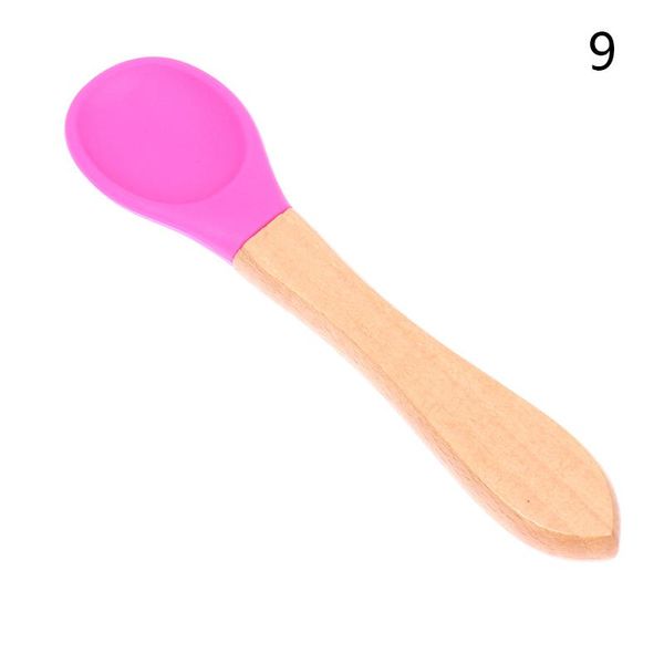 

cups, dishes & utensils baby silicone spoon candy color safety learning wood non-slip
