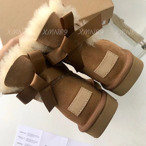 Классические Дизайнерские Короткие Ботинки Bailey Bow Tall Button Boot Wgg Triplet Australia Женские Женские Зимние Зимние Сапоги Меховые Австралийские Пушистые Пинетки Теплые