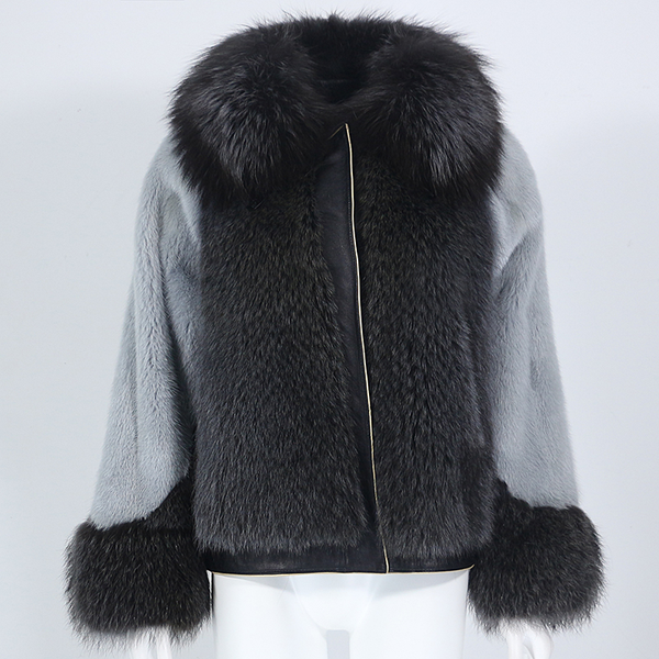 

oftbuy 2021 real fur coat winter jacket women natural raccoon mink fur real sheepskin leather thick warm outerwear streetwear, Black