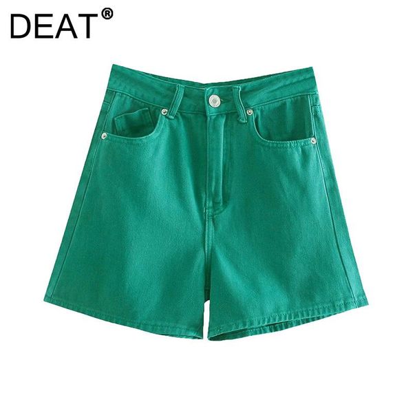 

women's shorts [deat] 2021 summer fashion tide loose high waist solid color temperament simple denim women 13z732, White;black