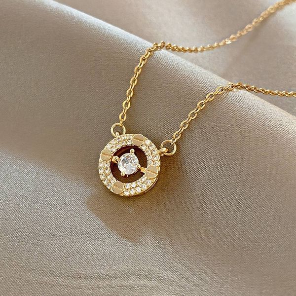 

ins fashion geometric zircon titanium steel necklace cool style simple personality hanging minority versatile clavicle chain, Silver