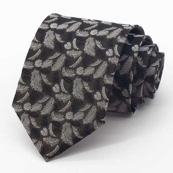 

vintage 8cm tie for men business formal office gentleman necktie fashion feather print cravate with gift box bow ties, Black;gray