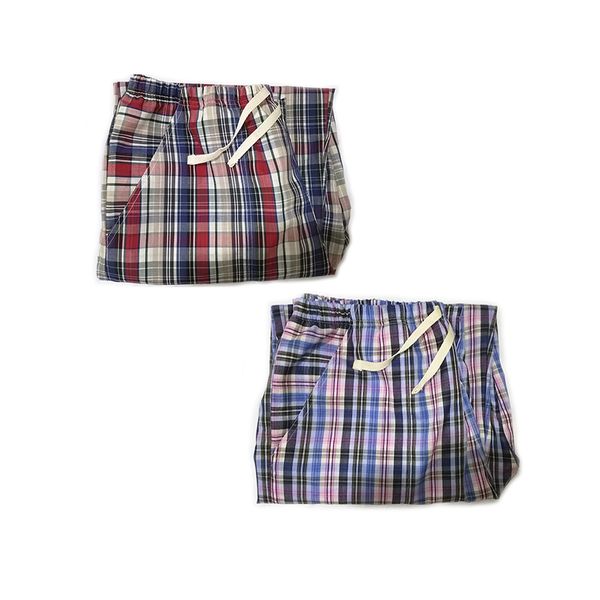 Günstige Lose Hosen Baumwolle Plaid Frühling Sommer Frauen Schlaf Bottoms Pyjamas Bottoms Nachtwäsche Hose Unisex Pyjamas Hosen Hause Tragen 210319