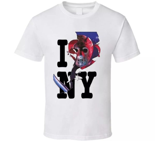 

jason takes manhattan friday the 13th horror film t shirt, White;black