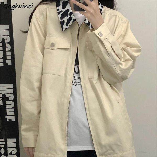 

women's jackets women cargo patchwork all-match loose korean style streetwear hip hop coats denim students simple zipper oversize chic, Black;brown
