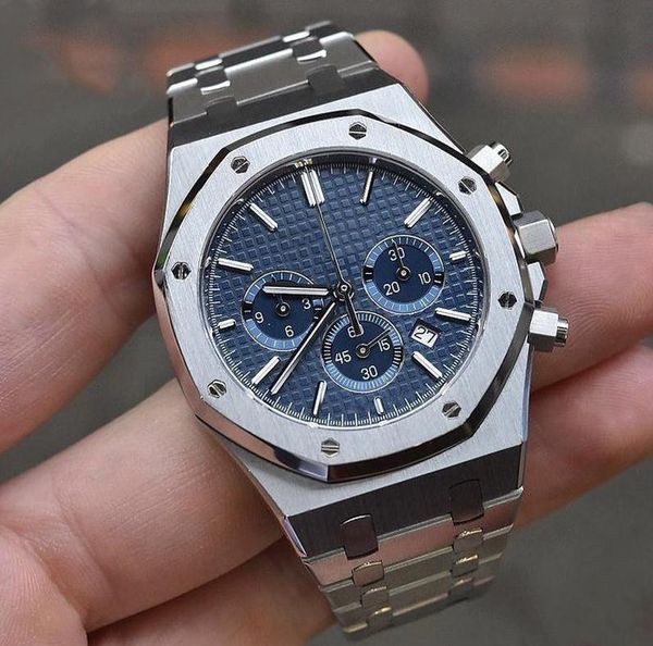 

luxury men's watch multi-function debugging dial quartz electronic movement fully upgraded version stainless steel solid folding clasp, Slivery;brown