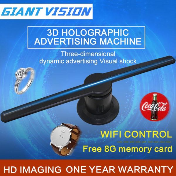 

remote holographic screen projection fan 3d advertising hologram display commercial led image logo light strings