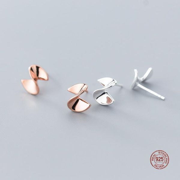 

stud lko 925 sterling silver earrings women's korean fashion smooth 8-word sweet and lovely fan-shaped jewelry ear ornaments, Golden;silver