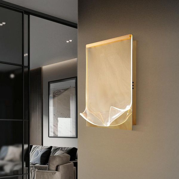 

wall lamp nordic led iron acrylic modern design lamps for home golden sconce bedroom bedside mirror lights