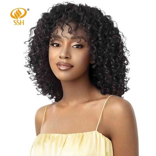 

10-16 inch short deep curly human hair wigs for black women brazilian remy machine made wig brown color, Black;brown