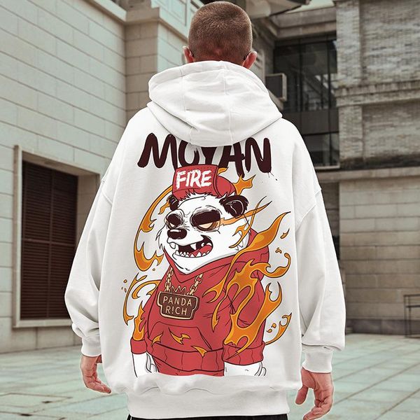 

men's hoodies & sweatshirts 2021oversize sweater fashion trend hooded plus velvet panda fat loose tide brand large size autumn and w, Black