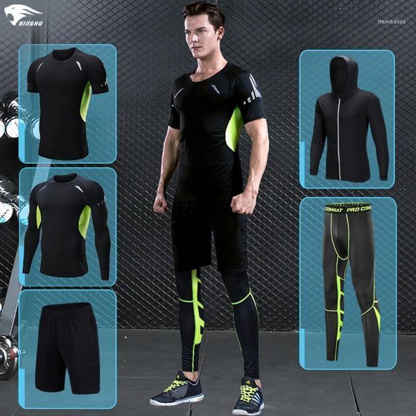 

running sets yinghu male workout gym fitness compression sport suit clothes jogging sports wear exercise tights1, Black;blue