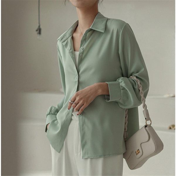 

women's blouses & shirts hzirip all match basewear plus size lapel casual femme chic gentle streetwear office lady outwear 2021 solid o, White