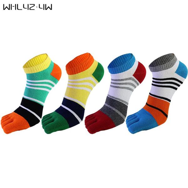 

men's socks ankle five finger no show men striped cotton bright color street fashion breathable,deodorant,invisible with toes, Black