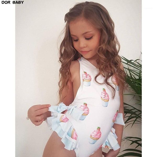 

swimsuit 2021 baby girls summer beachwear sport bathing suit backless ice cream print bow one piece swimwear one-pieces, Black