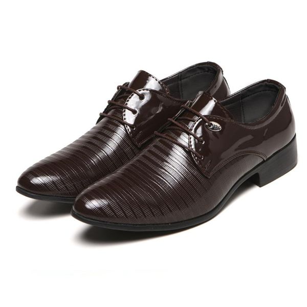 

dress shoes fashion men business leather casual pointed toe lace-up shoe male wedding quality puleather suit, Black