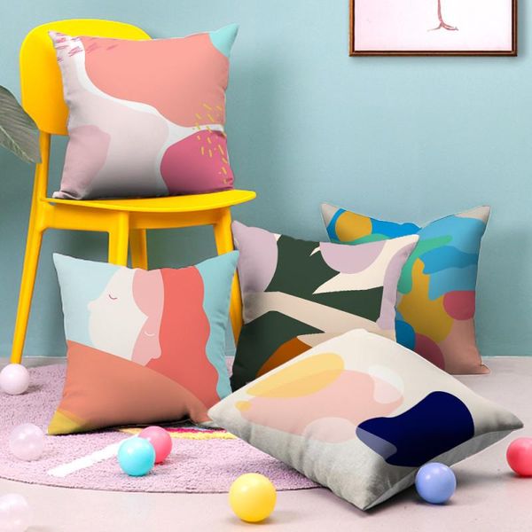 

cushion/decorative pillow splicing color single side peach skin cushion covers throw sofa bed decorative livingroom pillows case home decora