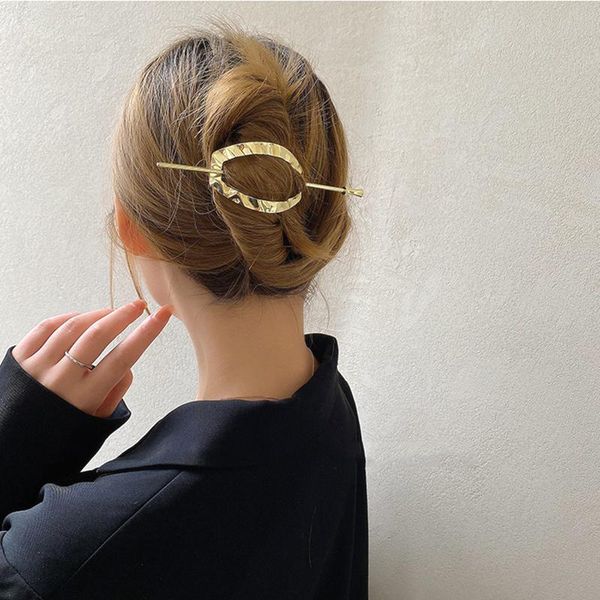 

[xwen] girls elegant metal geometry hairpin simple modern hair sticks female ornament fashion accessories oh2255