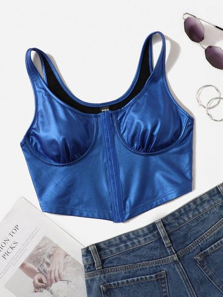 

faux leather bustier cropped tank w4tm#, White