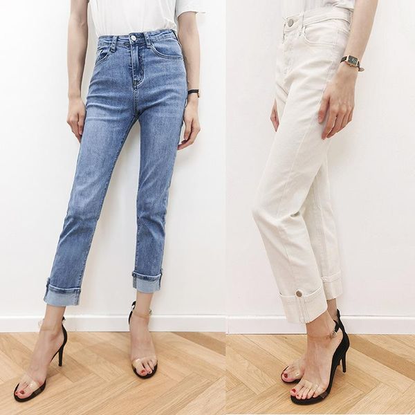 

women's jeans 2021 spring autumn fashion classic trendy design straight female high waist, thin and versatile pants, Blue