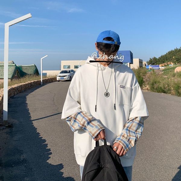 

men's hoodies & sweatshirts korean style fashion casual coats cotton clothes pullover hooded loose white/black/grey m-3xl 7dt9