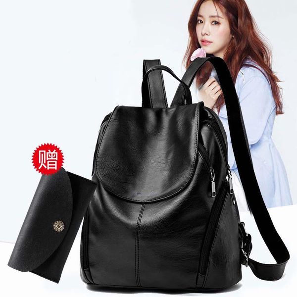 

shoulder bags leisure large capacity soft leather backpack female student