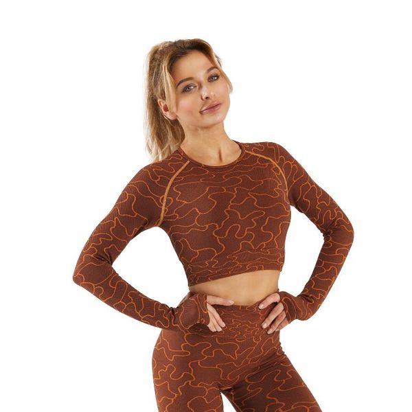 

yoga outfit running seamless long sleeve workout for women fitness crop active sportswear women's shirt gym clothing