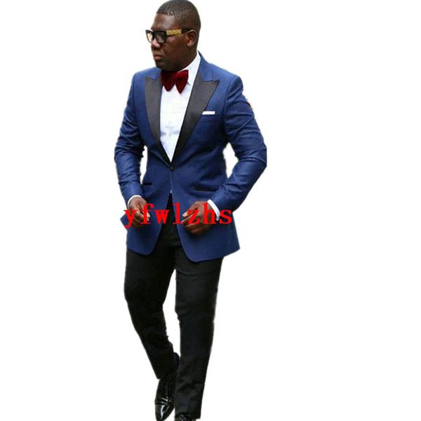 

handsome one button groom tuxedos peak lapel groomsmen man suit mens wedding/prom/dinner suits bridegroom (jacket+pants+tie) b123, Black;gray