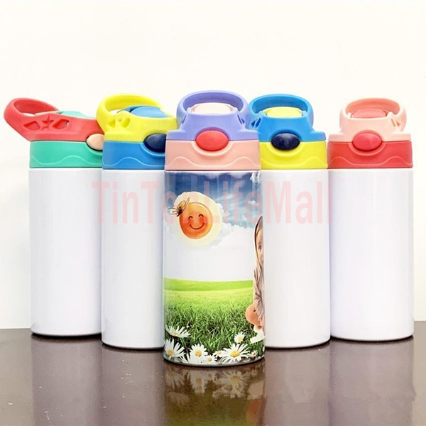 

2021 12oz sublimation straight sippy cups kids mugs stainnless steel baby bottle drinking tumbler double wall vacuum feeding nursing bottle