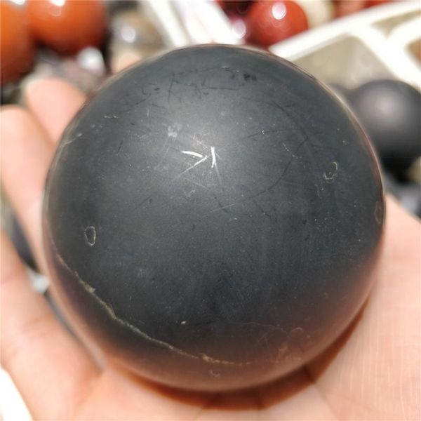 

decorative objects & figurines natural schungite quartz crystal sphere mineral ores ball ornament good energies gemstone black decorate ston