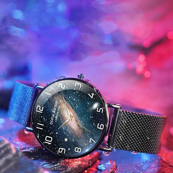 

wristwatches fashion starry men's watch interstellar style galaxy male stainless steel wrist watches luxury 2021 brand quartz clock man, Slivery;brown