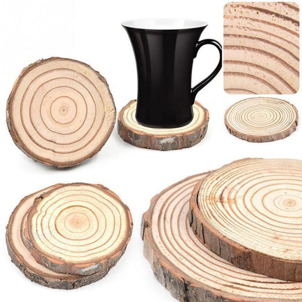 Tappetini Sqinans Sottobicchieri rotondi in legno naturale Tappetino per tazza Tè Tazza da caffè Portabevande Tavolo in legno Per