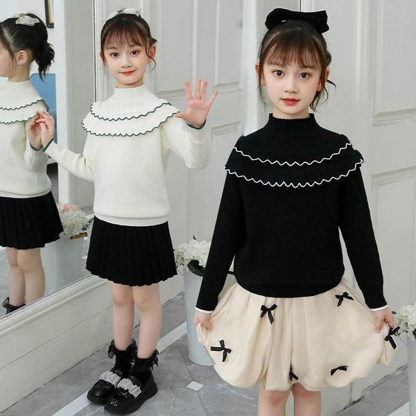 

pullover 2021 solid color girl sweater for 8 years winter 4 6 10 12 toddler knitting pullovers cardigans teen spring autumn, Blue