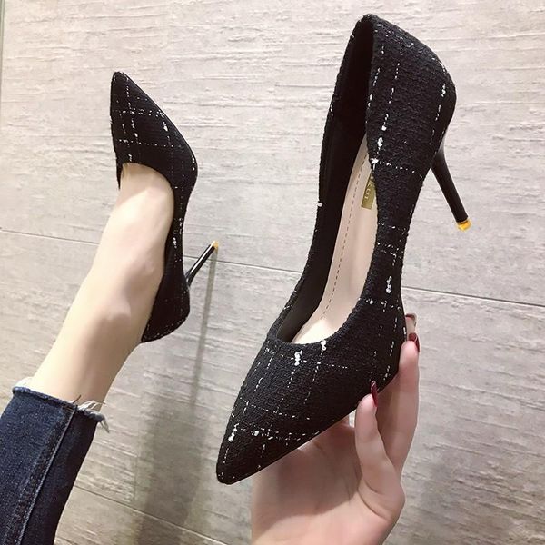 

dress shoes women's high heels pumps black 2021 female party shoe ladies stiletto pointed fashion zapatos de mujer