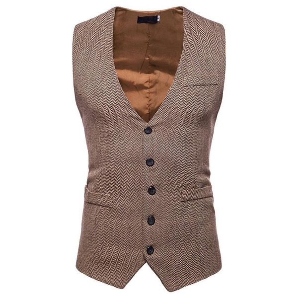 

men's vests mens khaki tweed suit vest 2021 fashion herringbone tuxedo men formal business casual waistcoat chaleco hombre, Black;white